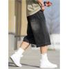 imageVerdusa Mens Baggy Jean Raw Trim Casual Loose Denim Shorts Bermuda Jean Loose ShortBlack