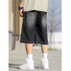 imageVerdusa Mens Baggy Jean Raw Trim Casual Loose Denim Shorts Bermuda Jean Loose ShortBlack