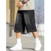 imageVerdusa Mens Baggy Jean Raw Trim Casual Loose Denim Shorts Bermuda Jean Loose ShortBlack