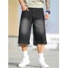 imageVerdusa Mens Baggy Jean Raw Trim Casual Loose Denim Shorts Bermuda Jean Loose ShortBlack