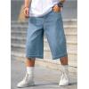 imageVerdusa Mens Baggy Jean Raw Trim Casual Loose Denim Shorts Bermuda Jean Loose ShortLight Wash