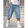 imageVerdusa Mens Baggy Jean Raw Trim Casual Loose Denim Shorts Bermuda Jean Loose ShortLight Wash