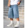 imageVerdusa Mens Baggy Jean Raw Trim Casual Loose Denim Shorts Bermuda Jean Loose ShortLight Wash