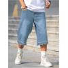 imageVerdusa Mens Baggy Jean Raw Trim Casual Loose Denim Shorts Bermuda Jean Loose ShortLight Wash