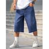 imageVerdusa Mens Baggy Jean Raw Trim Casual Loose Denim Shorts Bermuda Jean Loose ShortMedium Wash