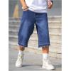 imageVerdusa Mens Baggy Jean Raw Trim Casual Loose Denim Shorts Bermuda Jean Loose ShortMedium Wash