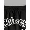 imageVerdusa Mens Drawstring Elastic Waist Slit Hem Letter Print Shorts with PocketsBlack