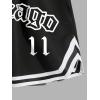 imageVerdusa Mens Drawstring Elastic Waist Slit Hem Letter Print Shorts with PocketsBlack
