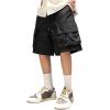 imageVerdusa Mens Loose Straight Leg Cargo Shorts Buckle Drawstring Waist Baggy ShortsBlack