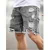 imageVerdusa Mens Ripped Distressed Raw Hem Straight Leg Denim ShortsGrey