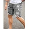 imageVerdusa Mens Ripped Distressed Raw Hem Straight Leg Denim ShortsGrey