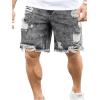 imageVerdusa Mens Ripped Distressed Raw Hem Straight Leg Denim ShortsGrey