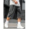 imageVerdusa Mens Straight Leg Denim Shorts Solid Casual 34 Capri Pants with PocketsGrey