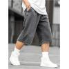 imageVerdusa Mens Straight Leg Denim Shorts Solid Casual 34 Capri Pants with PocketsGrey
