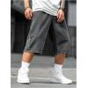 imageVerdusa Mens Straight Leg Denim Shorts Solid Casual 34 Capri Pants with PocketsGrey