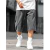 imageVerdusa Mens Straight Leg Denim Shorts Solid Casual 34 Capri Pants with PocketsGrey