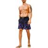 imageVerdusa Mens Tropical Print Drawstring Waist Swim Trunks Beach ShortsBlack Purple