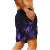 imageVerdusa Mens Tropical Print Drawstring Waist Swim Trunks Beach ShortsBlack Purple