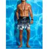 imageVerdusa Mens Tropical Print Drawstring Waist Swim Trunks Beach ShortsBlack and White