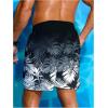 imageVerdusa Mens Tropical Print Drawstring Waist Swim Trunks Beach ShortsBlack and White