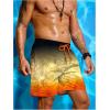 imageVerdusa Mens Tropical Print Drawstring Waist Swim Trunks Beach ShortsBurnt Orange