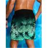 imageVerdusa Mens Tropical Print Drawstring Waist Swim Trunks Beach ShortsDark Green