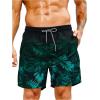 imageVerdusa Mens Tropical Print Drawstring Waist Swim Trunks Beach ShortsOmbre Green Black