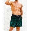 imageVerdusa Mens Tropical Print Drawstring Waist Swim Trunks Beach ShortsOmbre Green Black