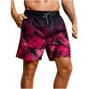 imageVerdusa Mens Tropical Print Drawstring Waist Swim Trunks Beach ShortsOmbre Pink Black