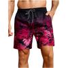 imageVerdusa Mens Tropical Print Drawstring Waist Swim Trunks Beach ShortsOmbre Pink Black