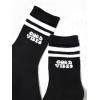imageVerdusa Unisex Kid Striped Letter Print Athletic Socks Casual Crew SocksBlack White