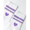 imageVerdusa Unisex Kid Striped Letter Print Athletic Socks Casual Crew SocksWhite Purple Heart