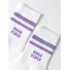 imageVerdusa Unisex Kid Striped Letter Print Athletic Socks Casual Crew SocksWhite Purple Letter