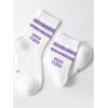 imageVerdusa Unisex Kid Striped Letter Print Athletic Socks Casual Crew SocksWhite Purple Letter