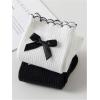 imageVerdusa Womens 2 Pairs Bow Knot Scallop Edge Ribbed Crew SocksBlack and White