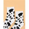imageVerdusa Womens 2 Pairs Checkered Mid Calf Socks Vintage Graphic Printed Crew SocksCow Black
