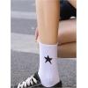 imageVerdusa Womens 2 Pairs Checkered Mid Calf Socks Vintage Graphic Printed Crew SocksStar Black