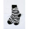 imageVerdusa Womens 2 Pairs Checkered Mid Calf Socks Vintage Graphic Printed Crew SocksZebra Black