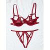imageVerdusa Womens 2 Piece Cut Out Underwire Sexy See Through Bra and Panty Lingerie SetsBurgundy
