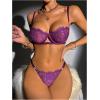 imageVerdusa Womens 2 Piece Cut Out Underwire Sexy See Through Bra and Panty Lingerie SetsPurple