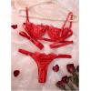 imageVerdusa Womens 2 Piece Cut Out Underwire Sexy See Through Bra and Panty Lingerie SetsRed
