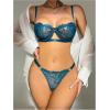 imageVerdusa Womens 2 Piece Cut Out Underwire Sexy See Through Bra and Panty Lingerie SetsTeal Green