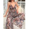 imageVerdusa Womens 2 Piece Floral Print Mesh Pajama Sets Tie Front V Neck Cami Top and PantsMulticolor