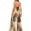 imageVerdusa Womens 2 Piece Floral Print Mesh Pajama Sets Tie Front V Neck Cami Top and PantsMulticolor Beige