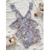 imageVerdusa Womens 2 Piece Floral Print Mesh Ruffled Peplum Cami Top and Shorts Pajama SetsLight Blue