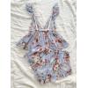 imageVerdusa Womens 2 Piece Floral Print Mesh Ruffled Peplum Cami Top and Shorts Pajama SetsLight Blue