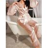 imageVerdusa Womens 2 Piece Lace Satin Pajama Set Ruffle Long Sleeve Belted Top and PantsChampagne