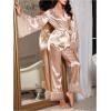 imageVerdusa Womens 2 Piece Lace Satin Pajama Set Ruffle Long Sleeve Belted Top and PantsChampagne