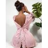 imageVerdusa Womens 2 Piece Lace Trim Long Sleeve Belted Robe and Thong Pajama Sets