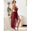 imageVerdusa Womens 2 Piece Lingerie Sets Lace High Cut Teddy Bodysuit with Mesh Skirt